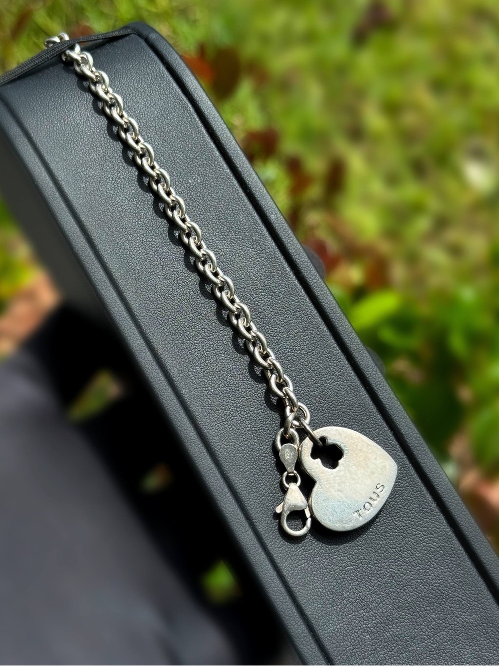 Jewelry TOUS Italian sterling silver 925 bold rolo chain bracelet with heart